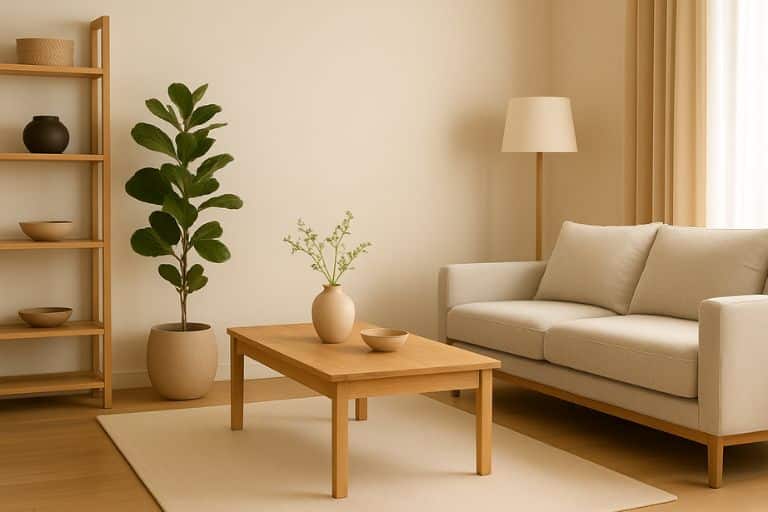 sala de estar estilo Japandi