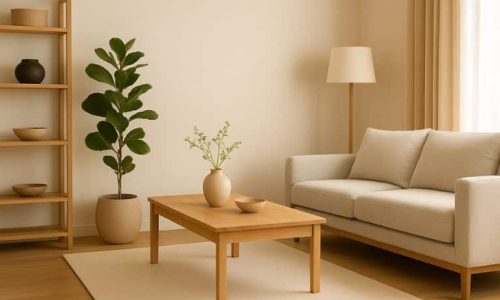 sala de estar estilo Japandi 